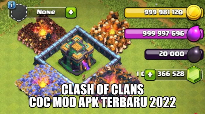 Clash Of Clans COC Mod Apk TH 14 Ramuan, Permata, dan Emas Tidak Terbatas